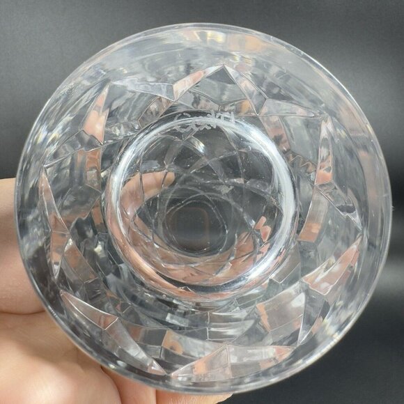 Vintage Ceska Clear Cylinder Crystal Glass Vase Cut Top Edges Czechoslovakia VTG - Picture 8 of 14